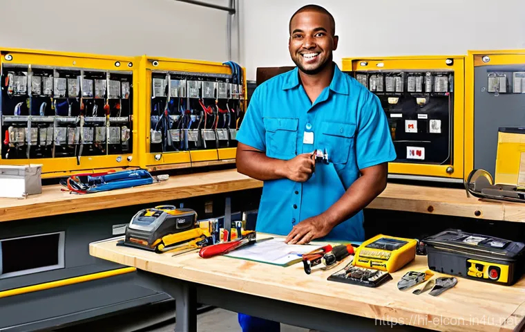 전기공사 자격증 연봉 협상 전략 - **Prompt 1: The Certified Professional Electrician**
    "A confident and skilled electrician, eithe...